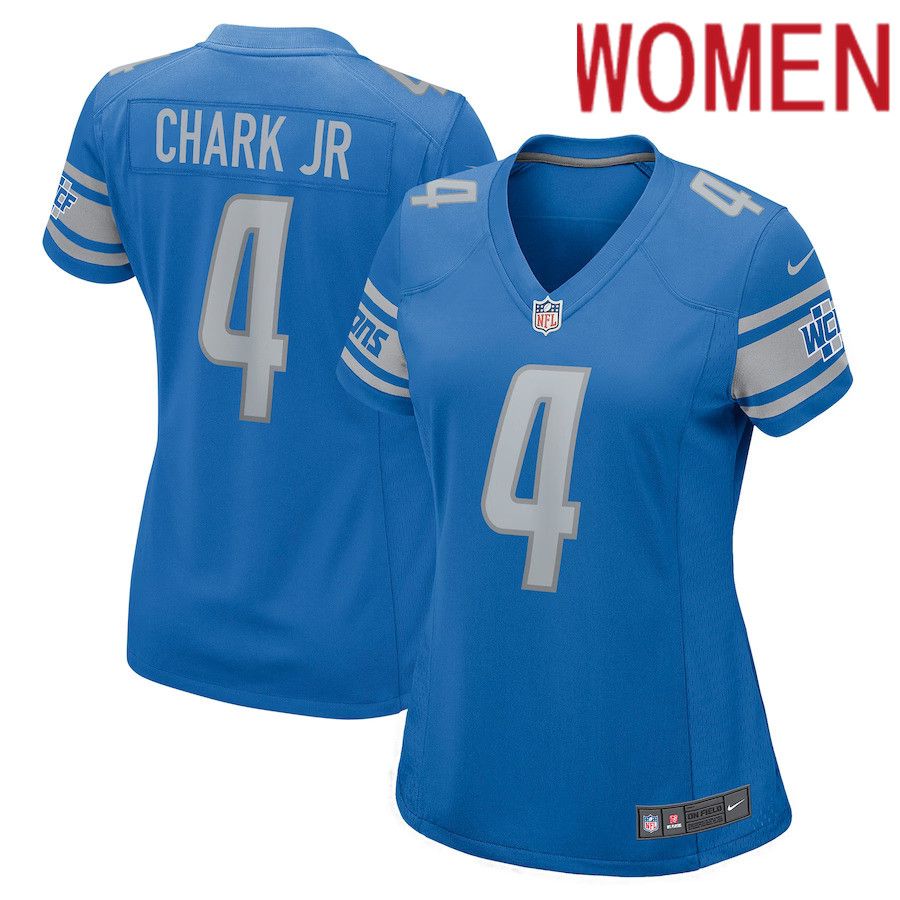 Women Detroit Lions 4 D.J. Chark Nike Blue Game NFL Jersey